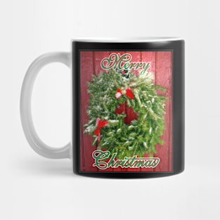 Merry Christmas Barn Wreath Mug